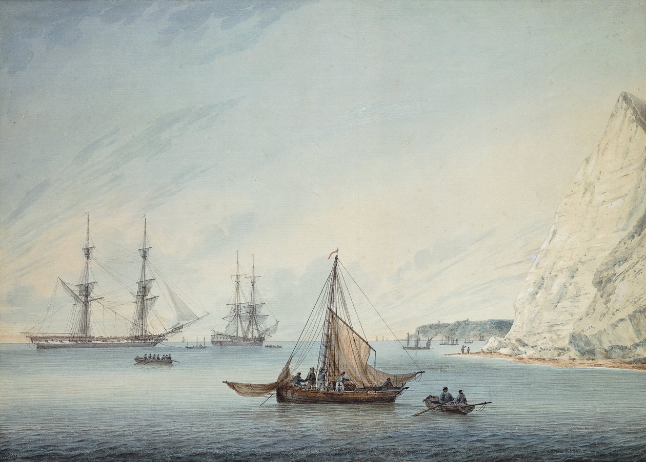 Navires au large de la falaise de Shakespeare, 1806 - Samuel Atkins