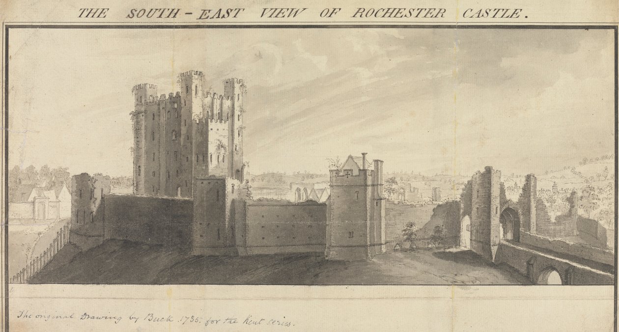 Vue sud-est du château de Rochester - Samuel Buck