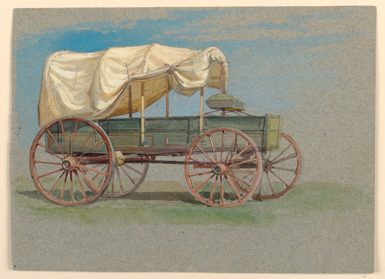 Dessin, un chariot couvert, 1870-80 - Samuel Colman