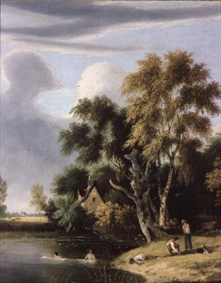 Garçons se baignant dans un ruisseau - Samuel David Colkett