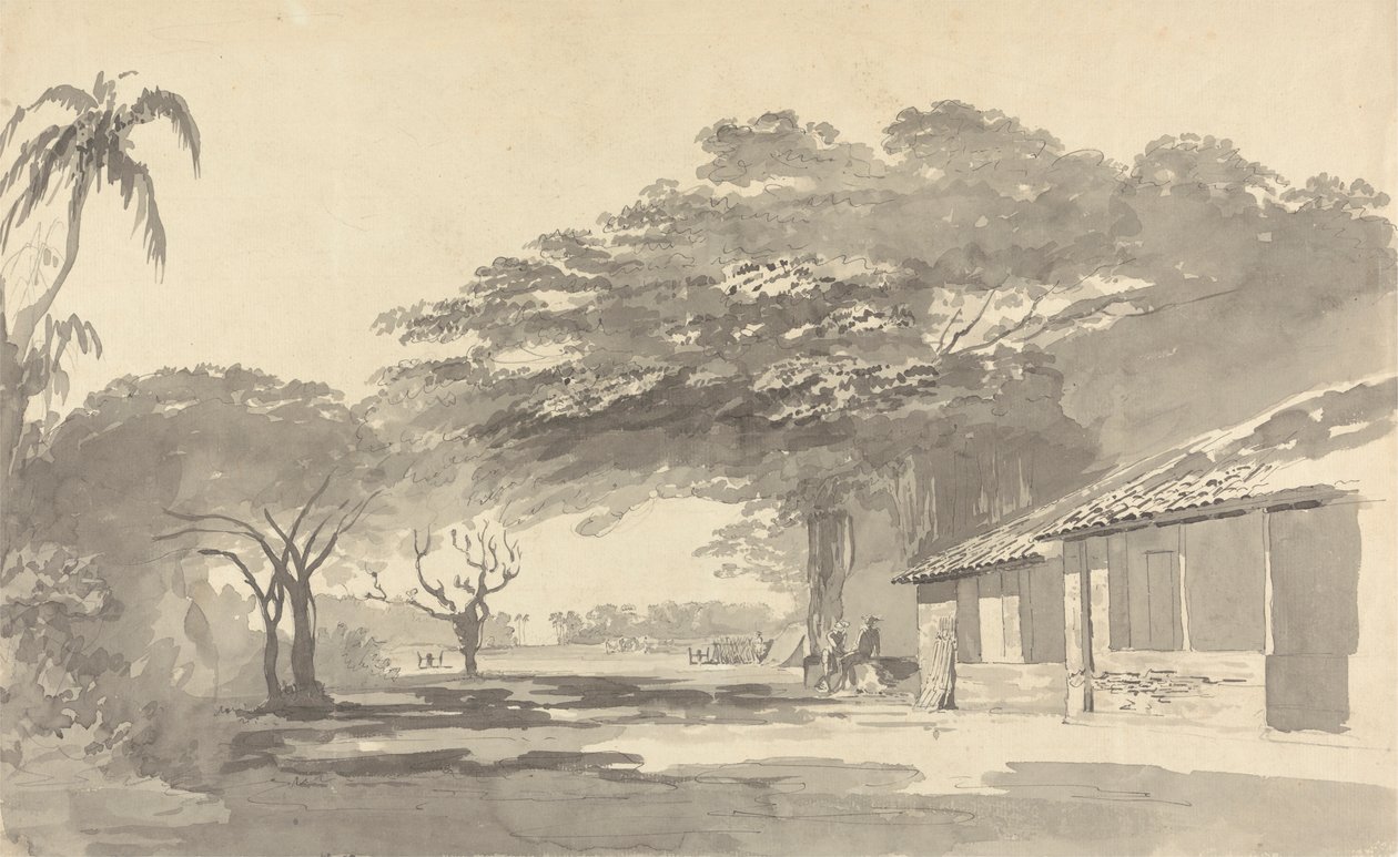 Cipayes se reposant sous des arbres - Samuel Davis