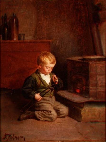 Garçon allumant une pipe - Samuel Frost Johnson