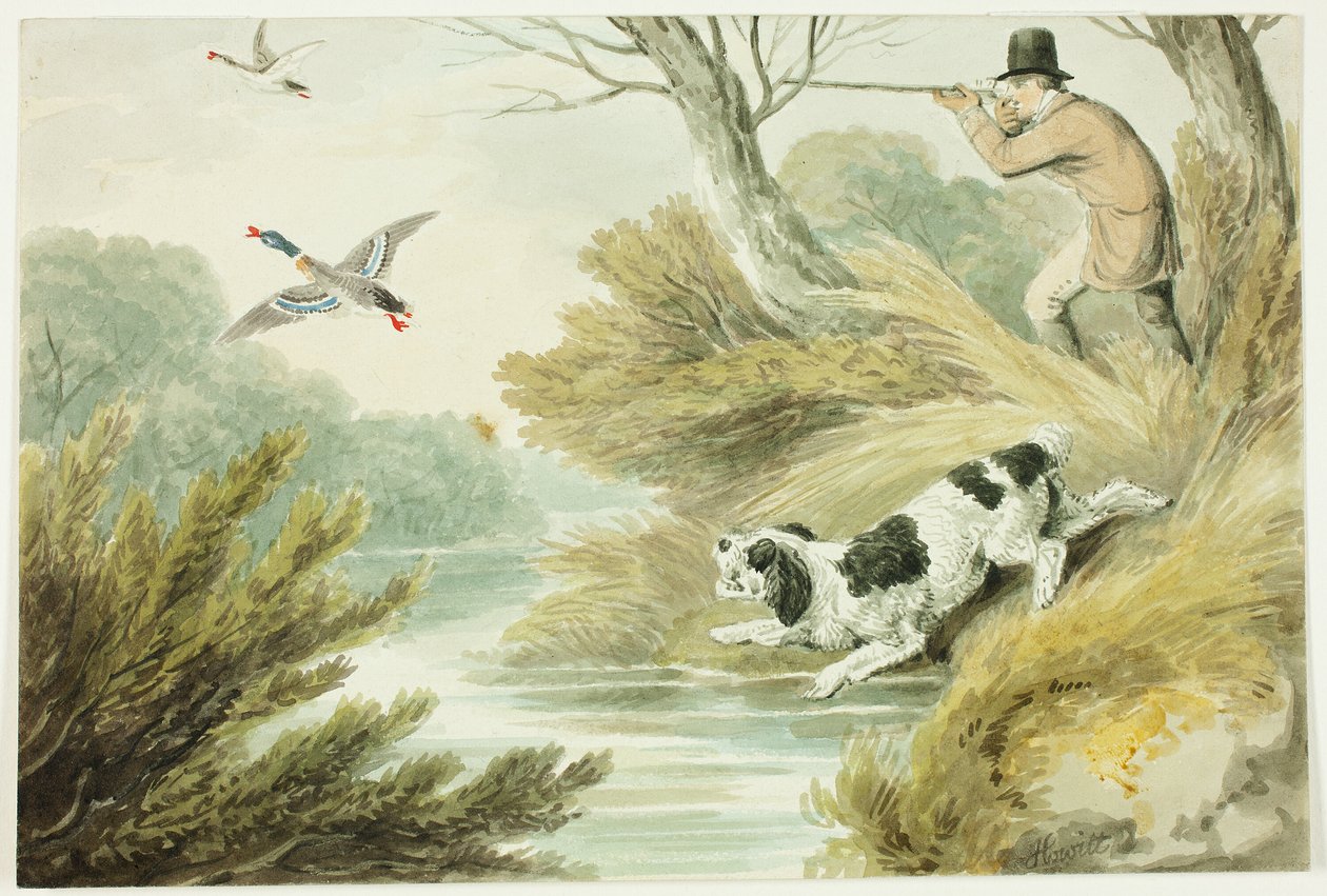 Chasseur avec retriever - Samuel Howett