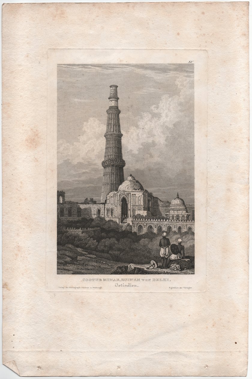 Cootub Minar, Ruines de Delhi - Samuel Prout