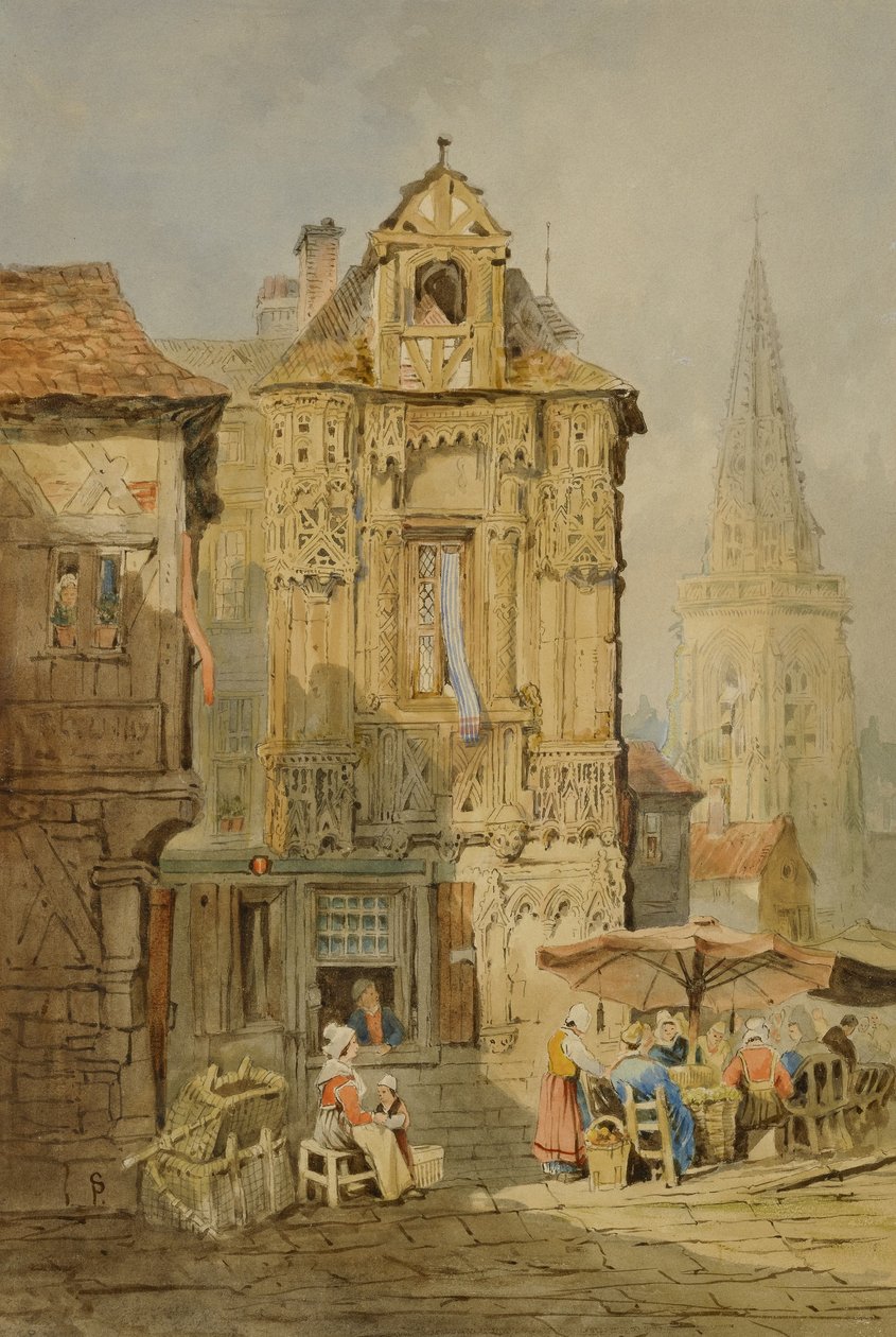 Place du marché à Bruges - Samuel Prout