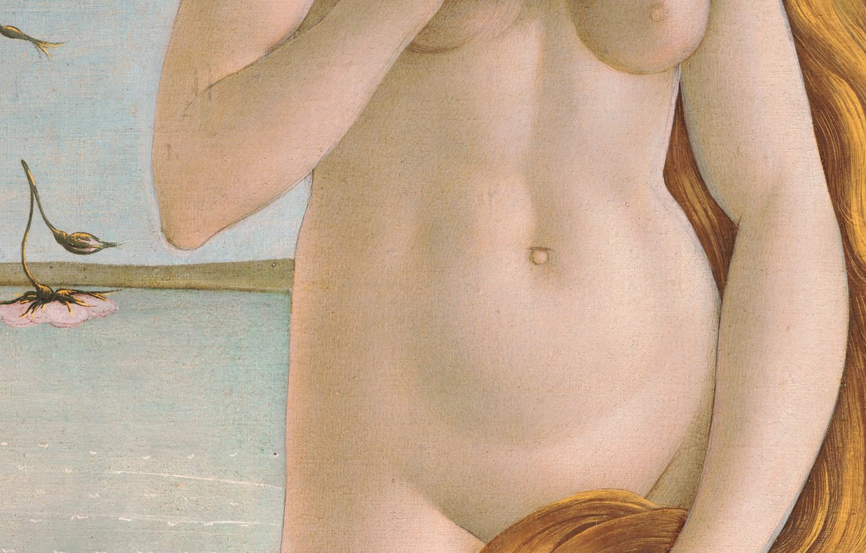 Naissance de Vénus, (détail) du torse de Vénus, 1484 - Sandro Botticelli