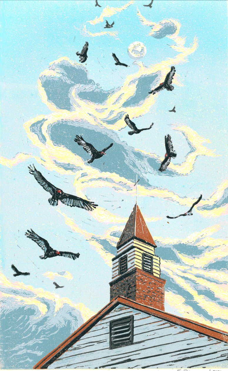 Messengers, 2024 (Linocut) - Sarah Drummond