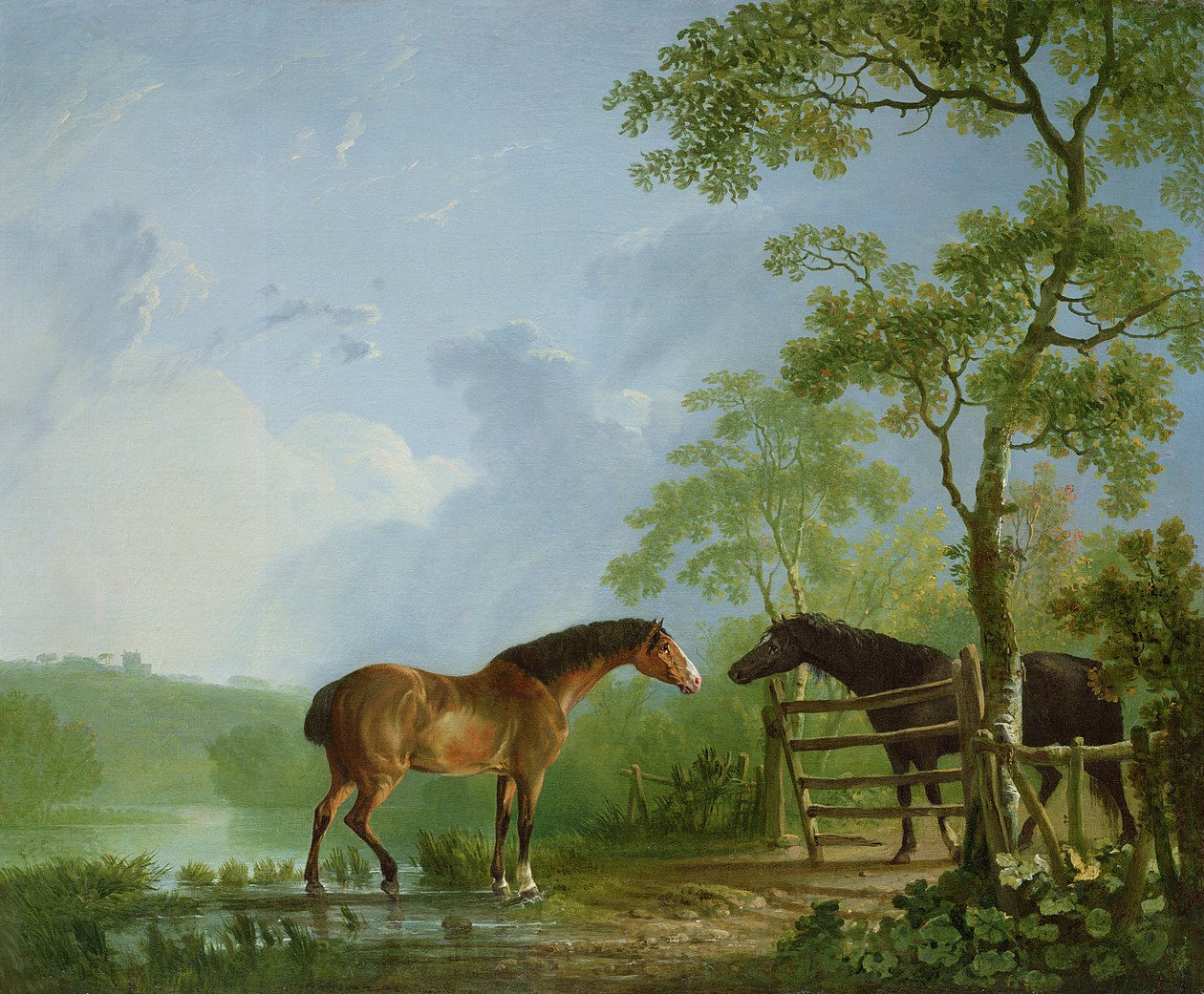 Jument et étalon dans un paysage - Sawrey Gilpin