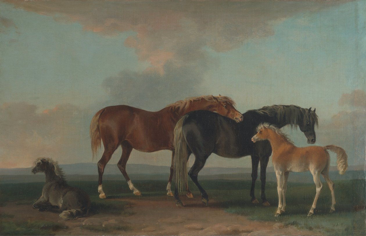 Juments et poulains, tournés vers la droite - Sawrey Gilpin