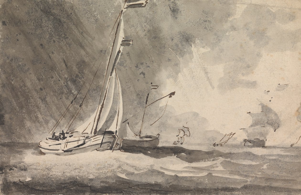 Bateaux dans une tempête de pluie - Sawrey Gilpin