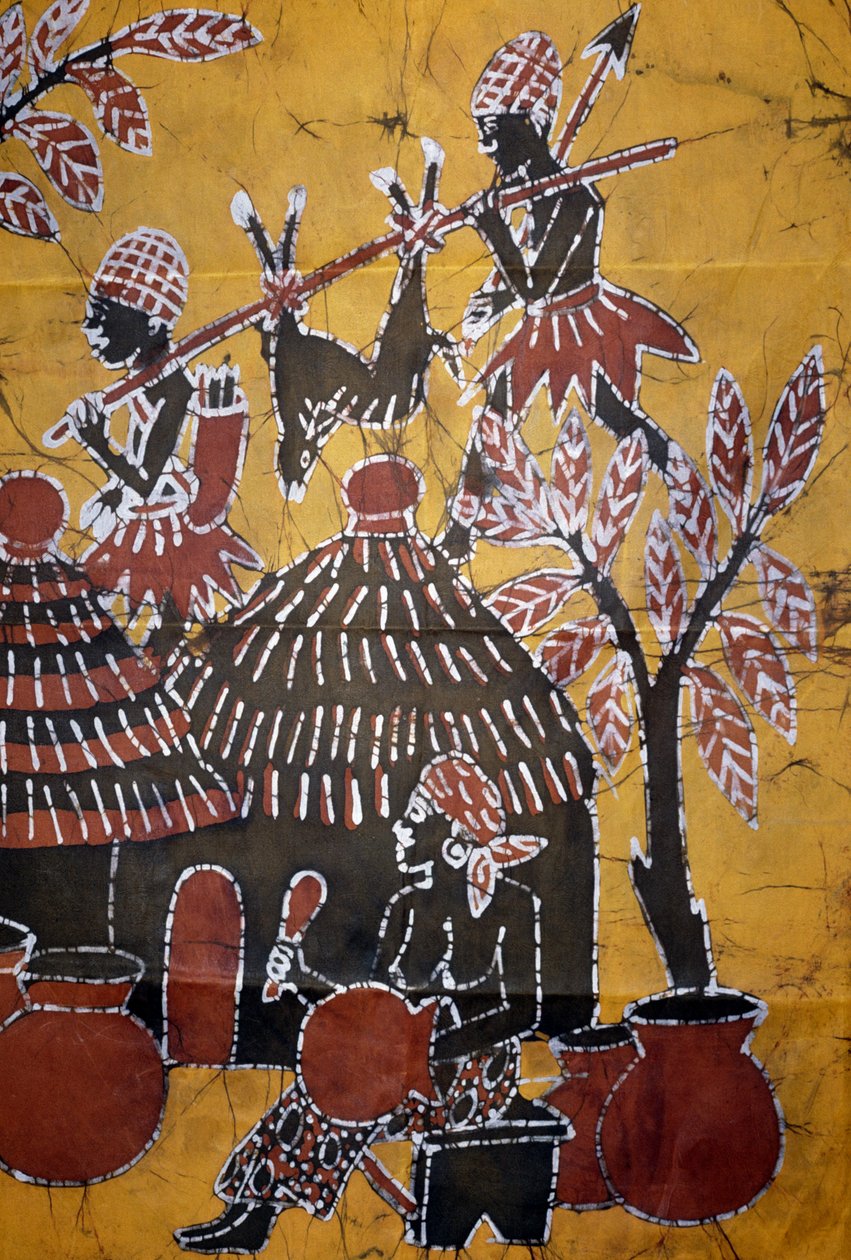 Tissu fabriqué avec la technique du batik, artisanat du Togo - School African