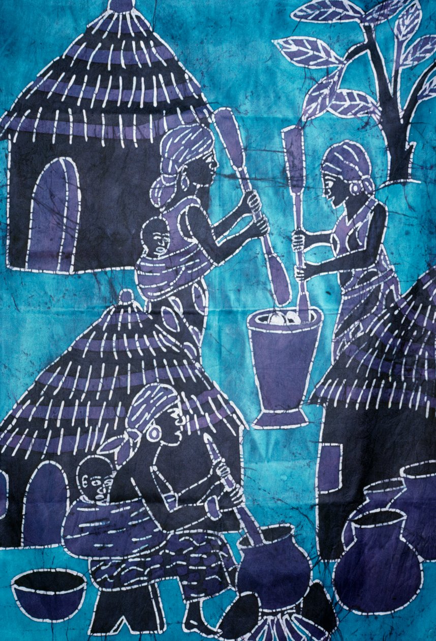 Tissu fabriqué avec la technique du batik, artisanat du Togo - School African