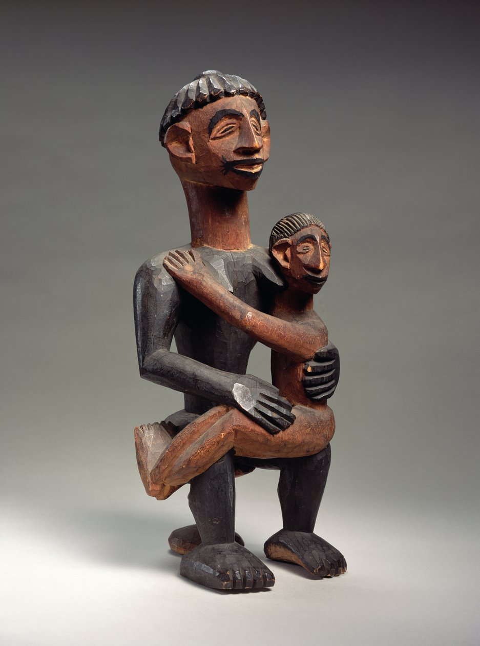 Mère et enfant assis, Igbo, Nigeria (bois) - School African