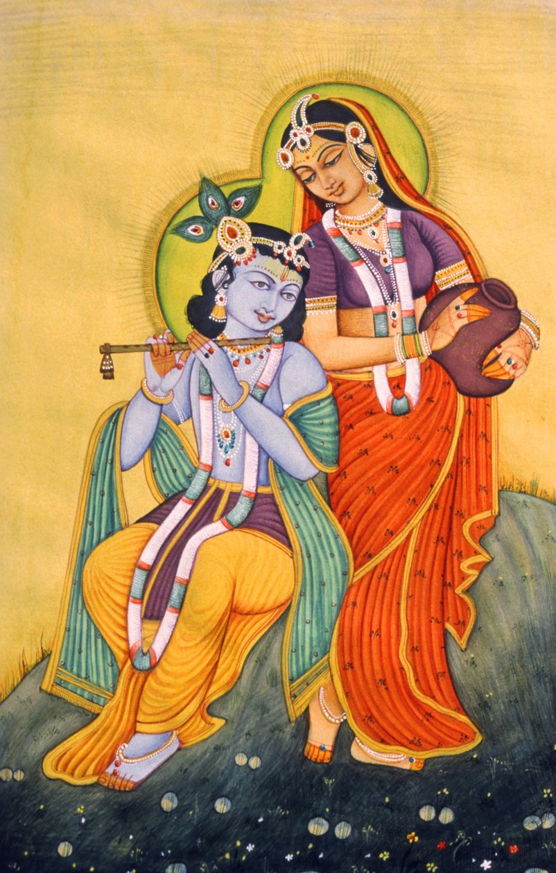 Miniature de Radha Krishna, Inde - School Indian