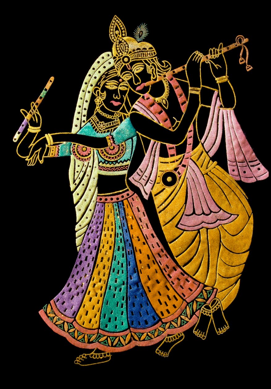 Radha Krishna Peinture Miniature sur Velours - School Indian