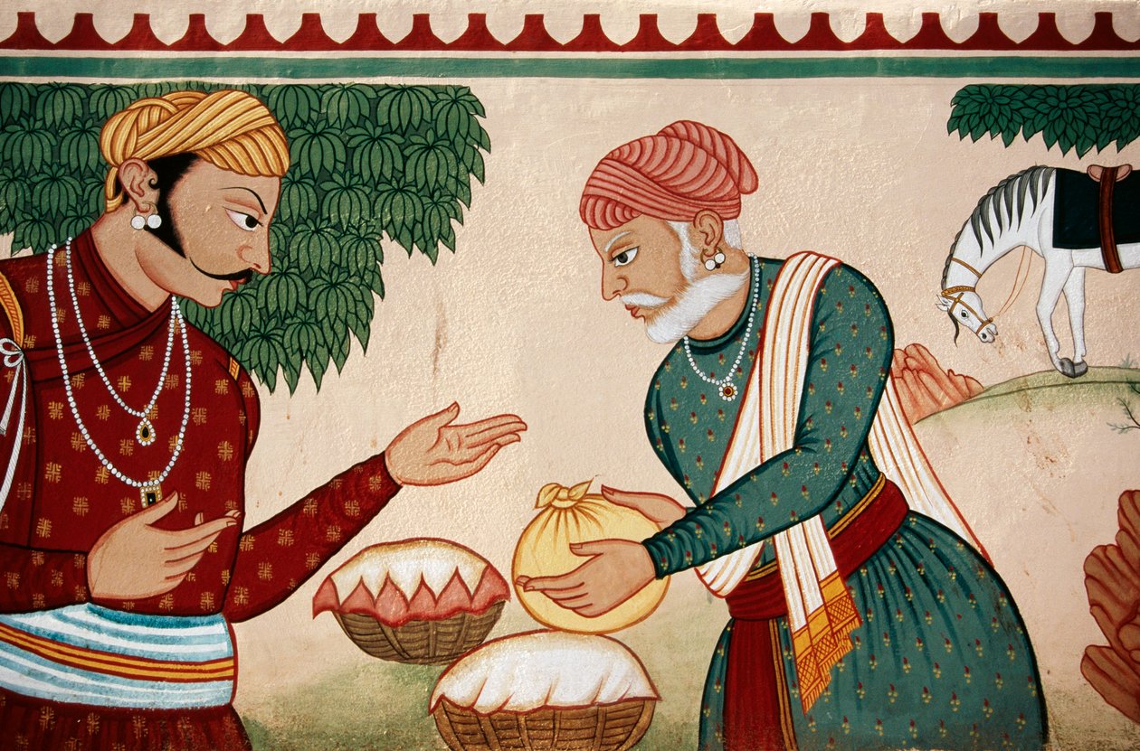 Peinture murale de marchandage, Jaipur, Rajasthan, Inde - School Indian