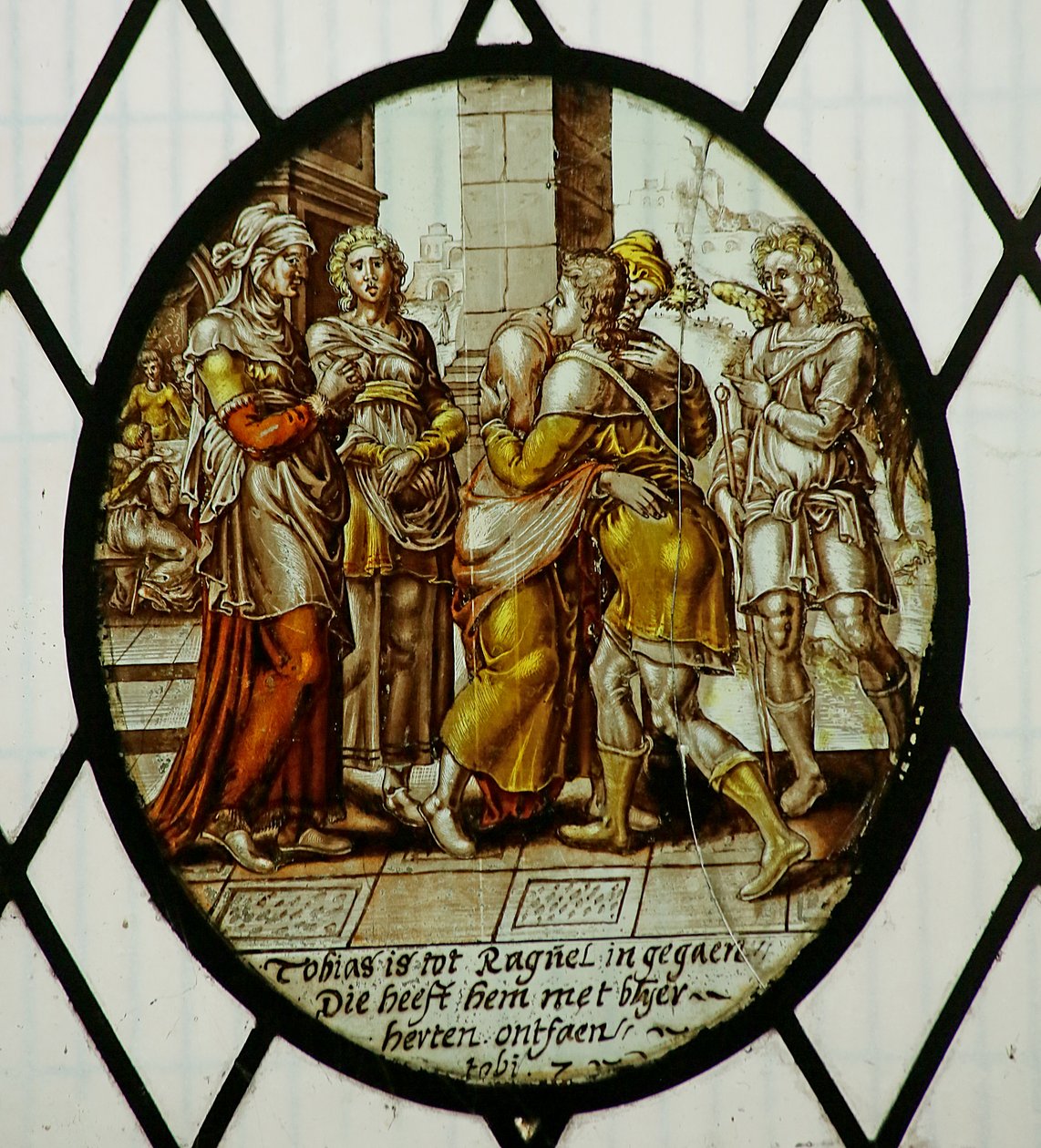Médaillon : Tobie arrive à Ecbatane - School Netherlandish