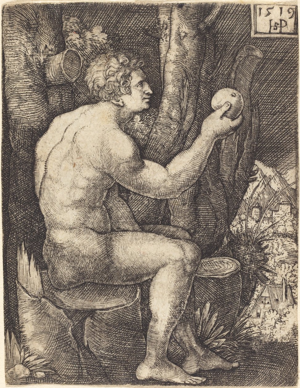 Adam assis - Sebald Beham