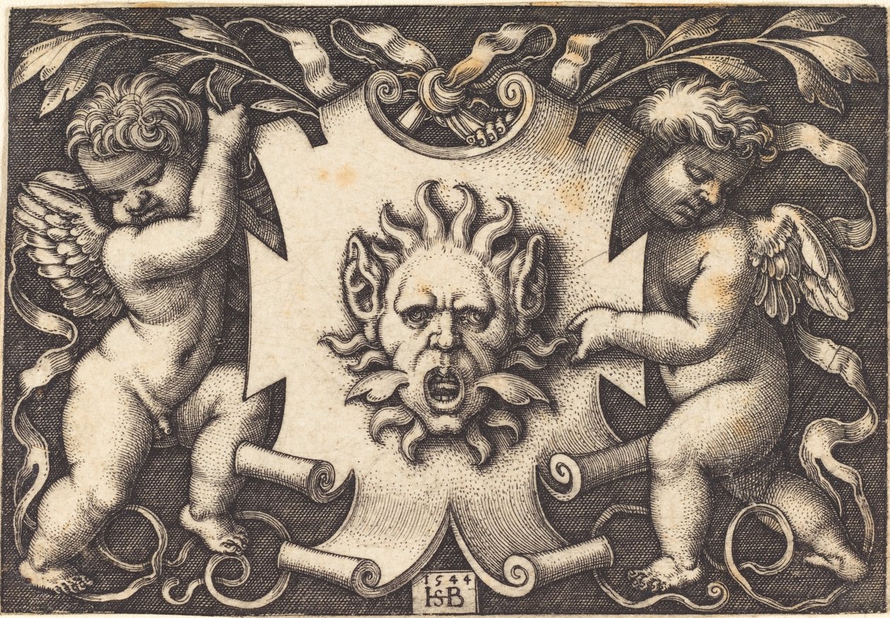Masque tenu par deux génies - Sebald Beham