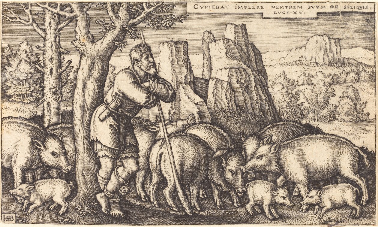 Le fils prodigue avec les porcs - Sebald Beham