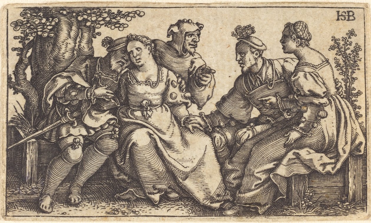 Deux couples amoureux avec clown - Sebald Beham