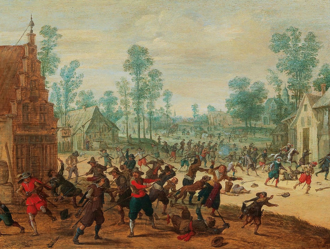 Soldats Combattants dans un Village, vers 1630 - Sebastiaen Vrancx