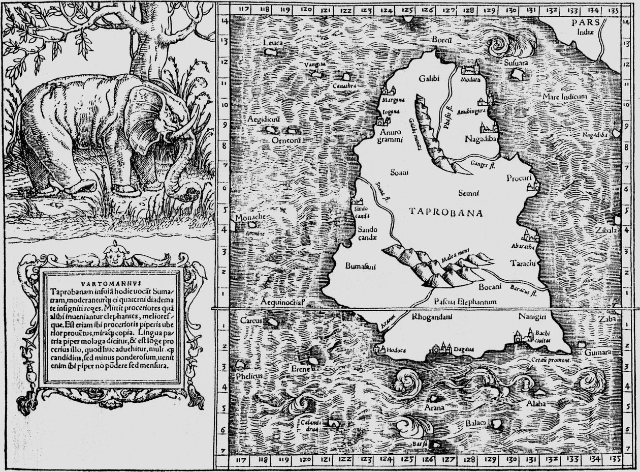 Tabula Asiae XII, île de Toprobana - Sebastian Munster