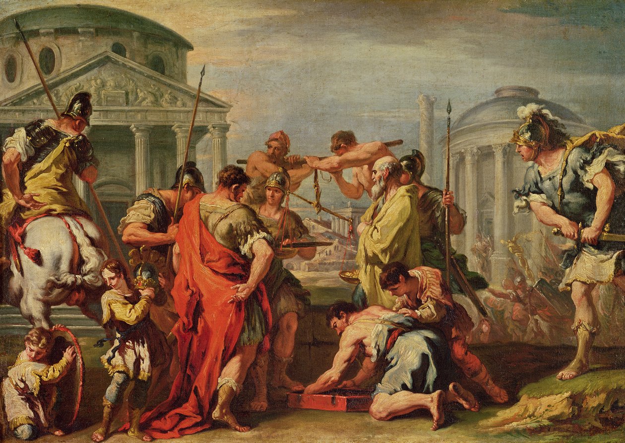 Marcus Furius Camillus (d.c.365 av. J.-C.) et Brennus (fl.c.389 av. J.-C.) - Sebastiano Ricci