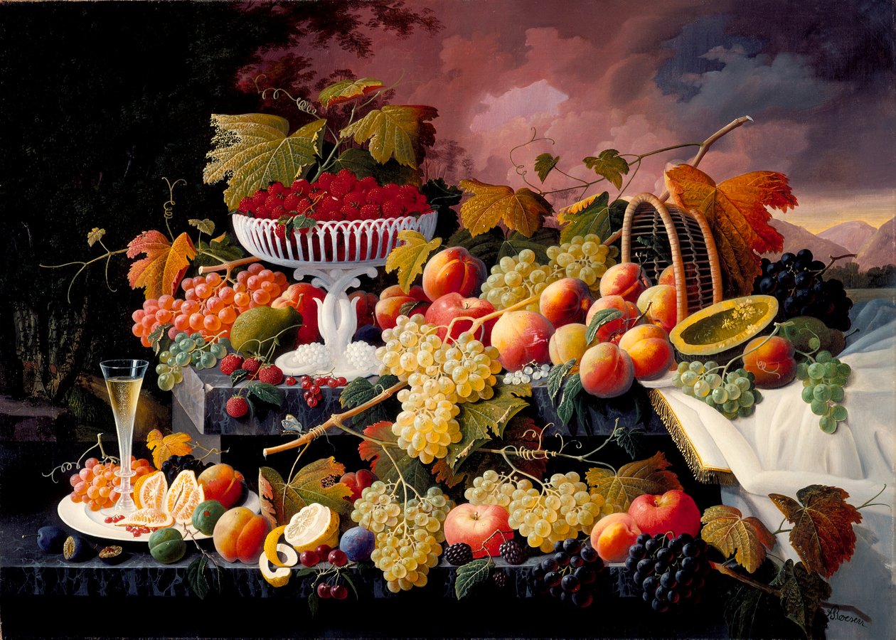 Nature morte de fruits dans un paysage, vers 1862-72 - Severin Roesen