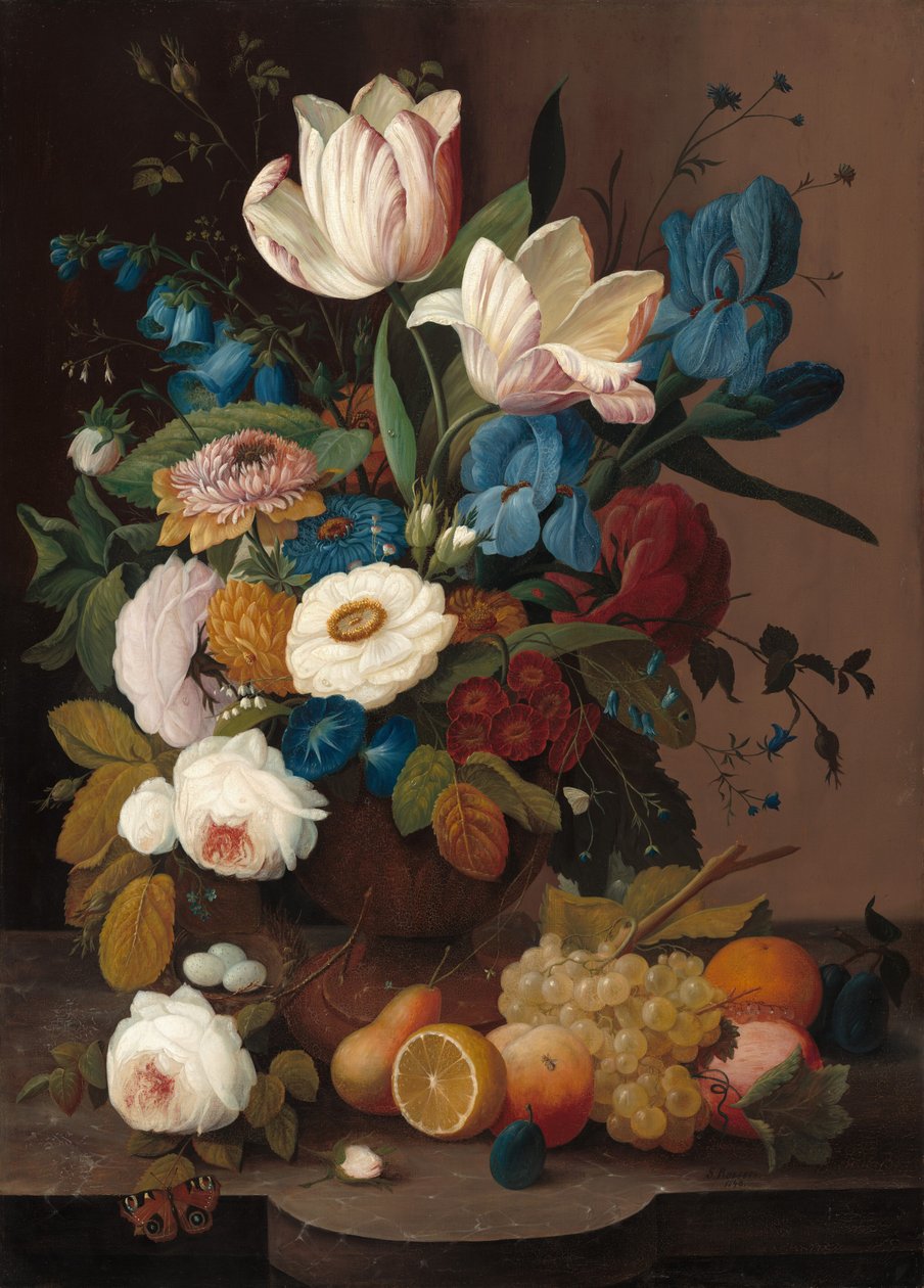 Nature morte, fleurs et fruits - Severin Roesen