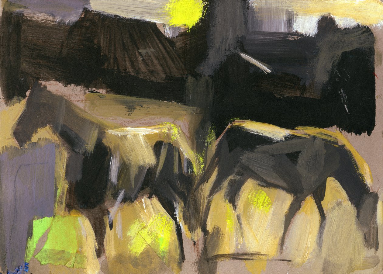 Chevaux gris, 2024 (gouache sur papier) - Shaun Carey