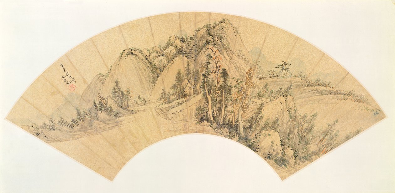 Éventail représentant un paysage - Shen Shih Chung