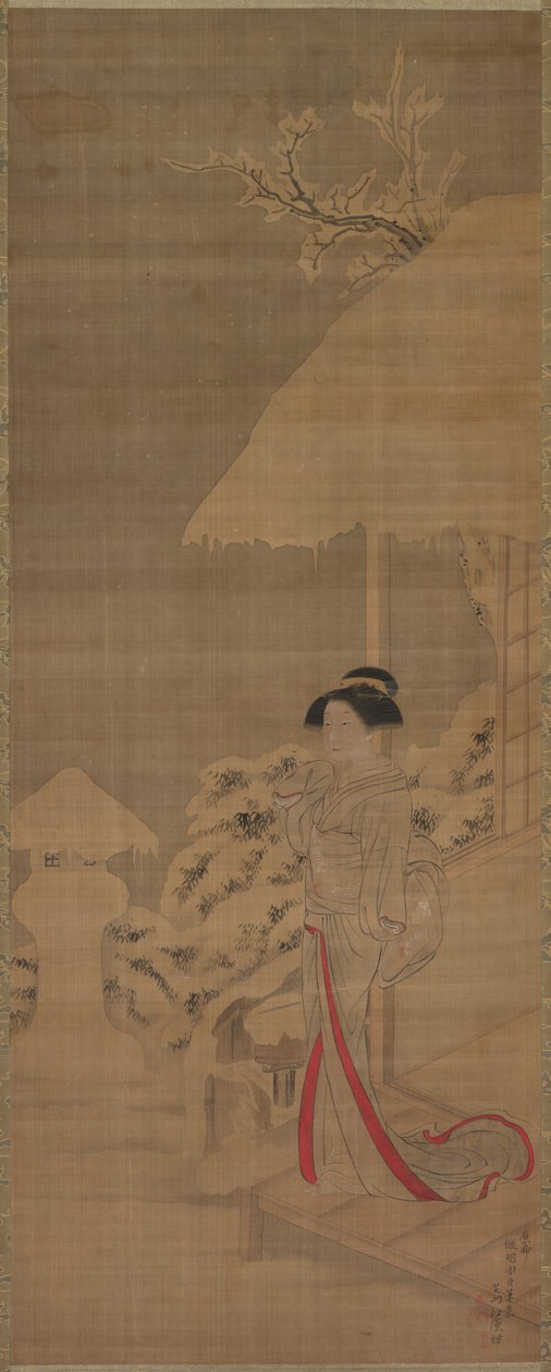 Beauté (Bijin) dans la neige - Shiba Kokan