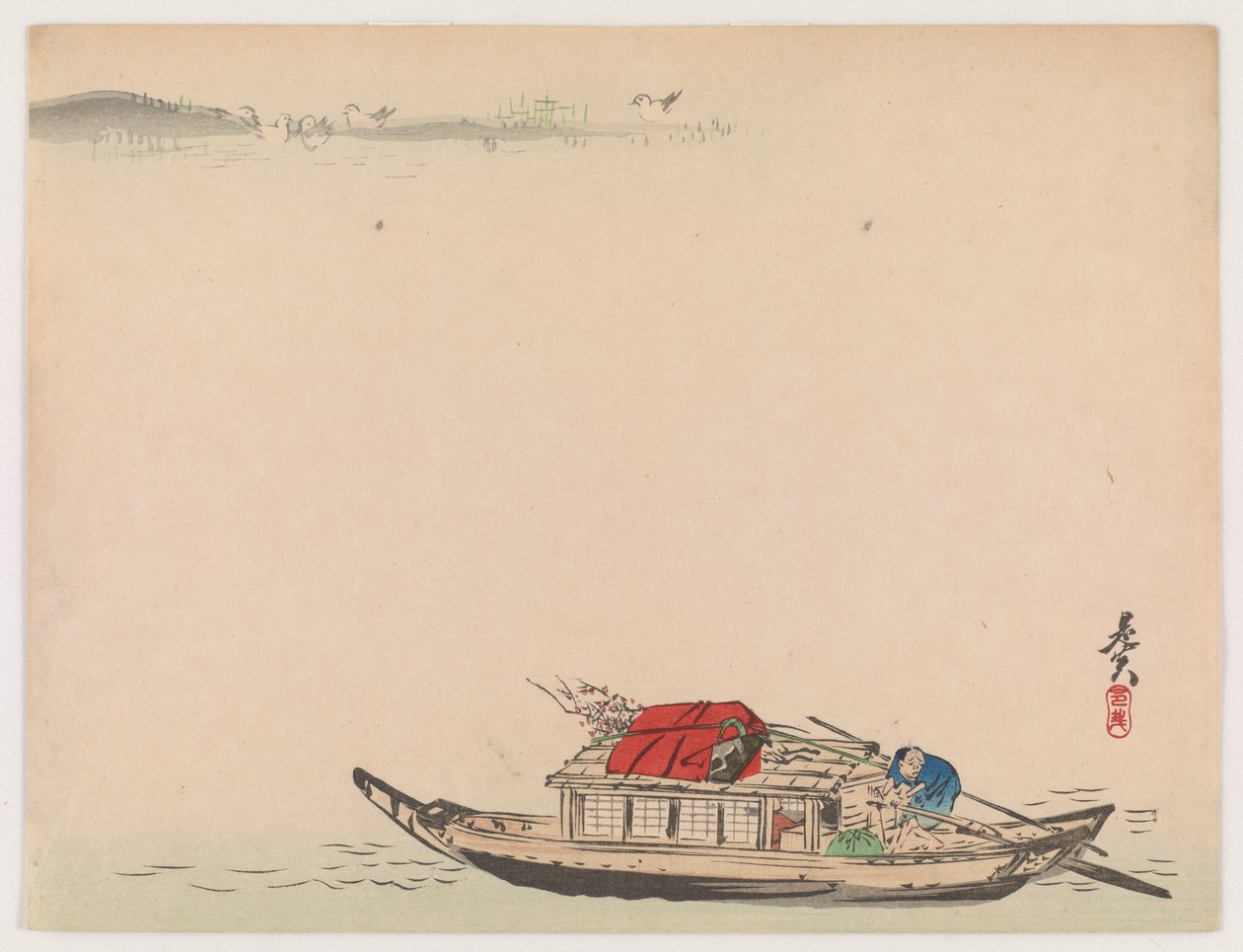 Un bateau fluvial - Shibata Zeshin