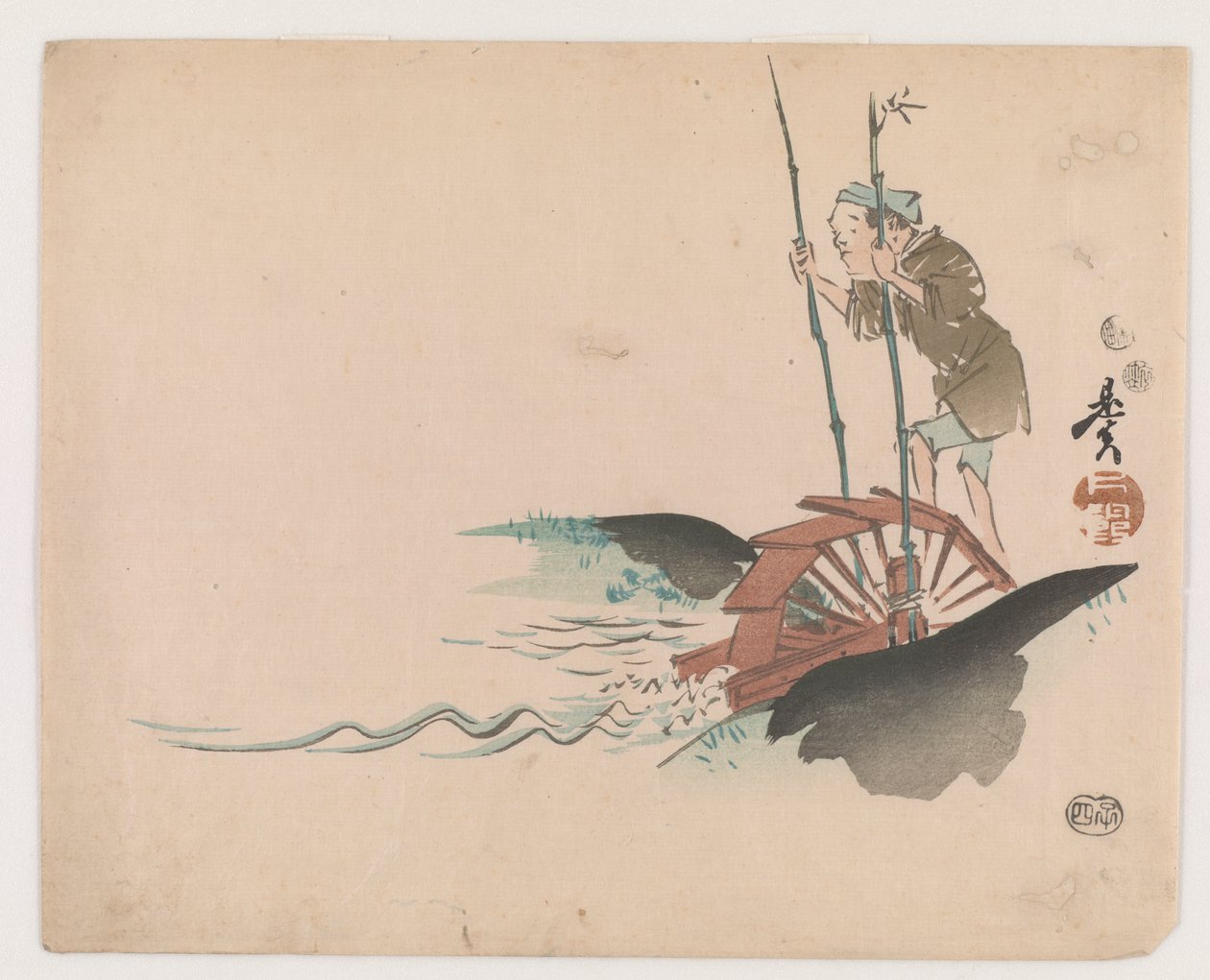 Homme sur un tapis roulant - Shibata Zeshin