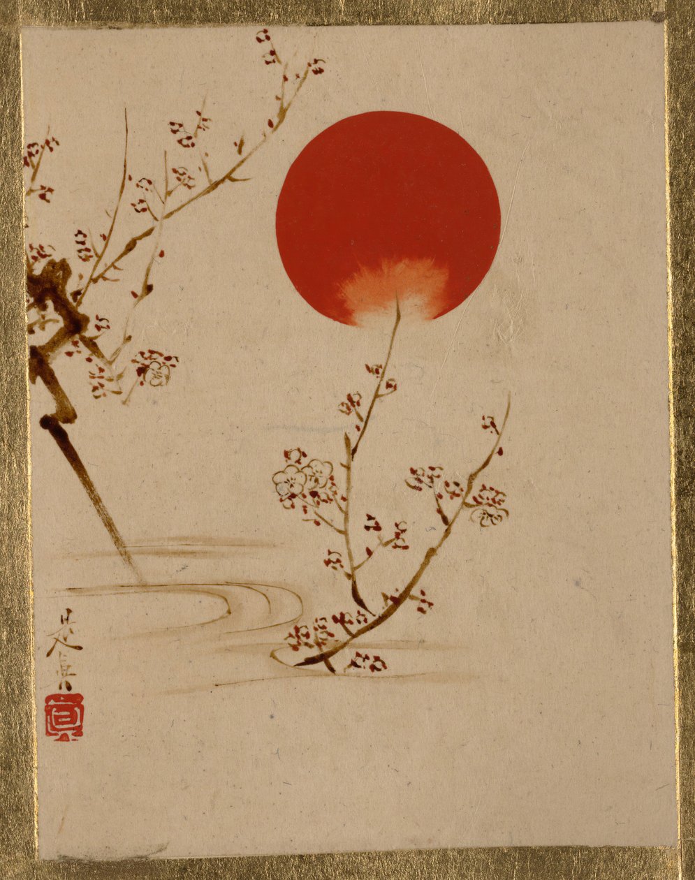 Soleil et branches de prunier - Shibata Zeshin