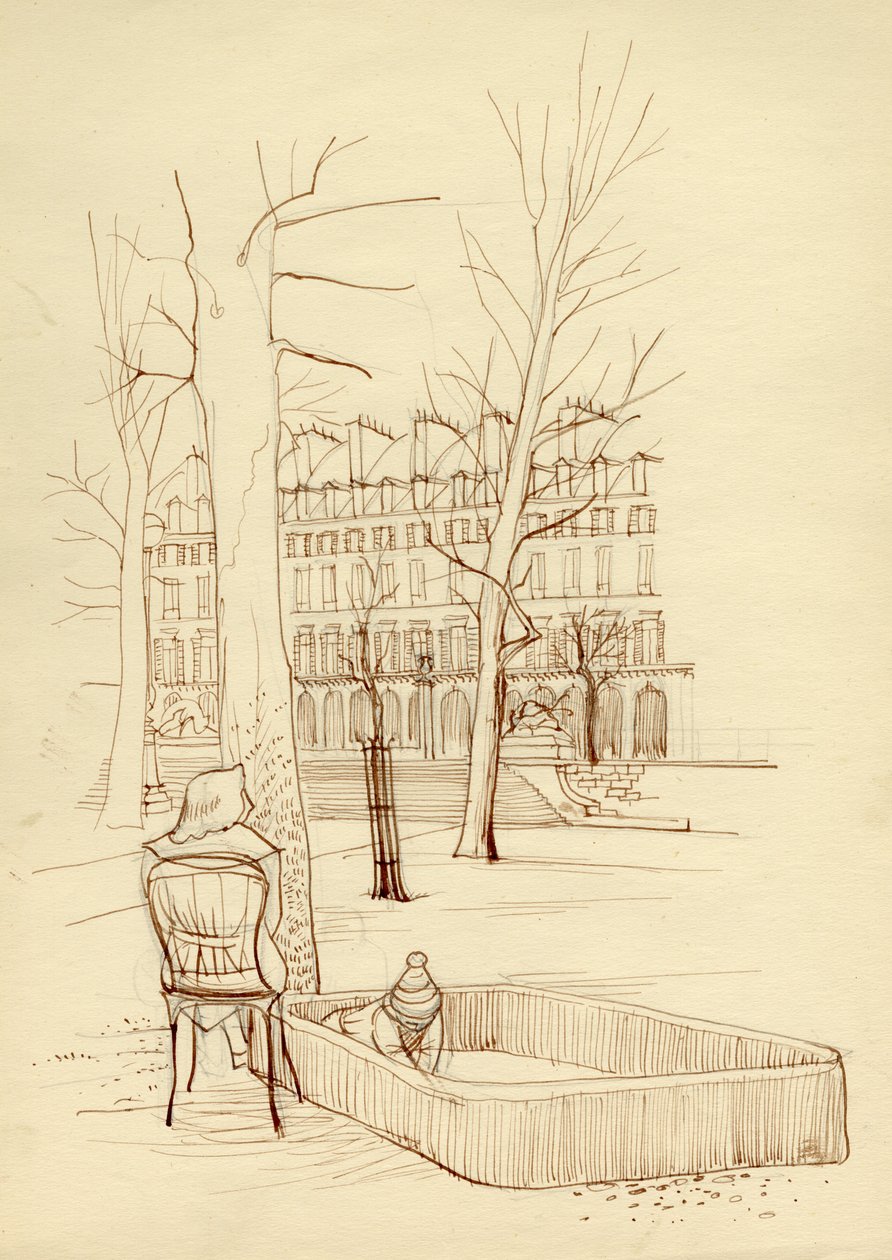 Enfant jouant dans un bac à sable, Paris, France, vers 1951 - Shirley Markham