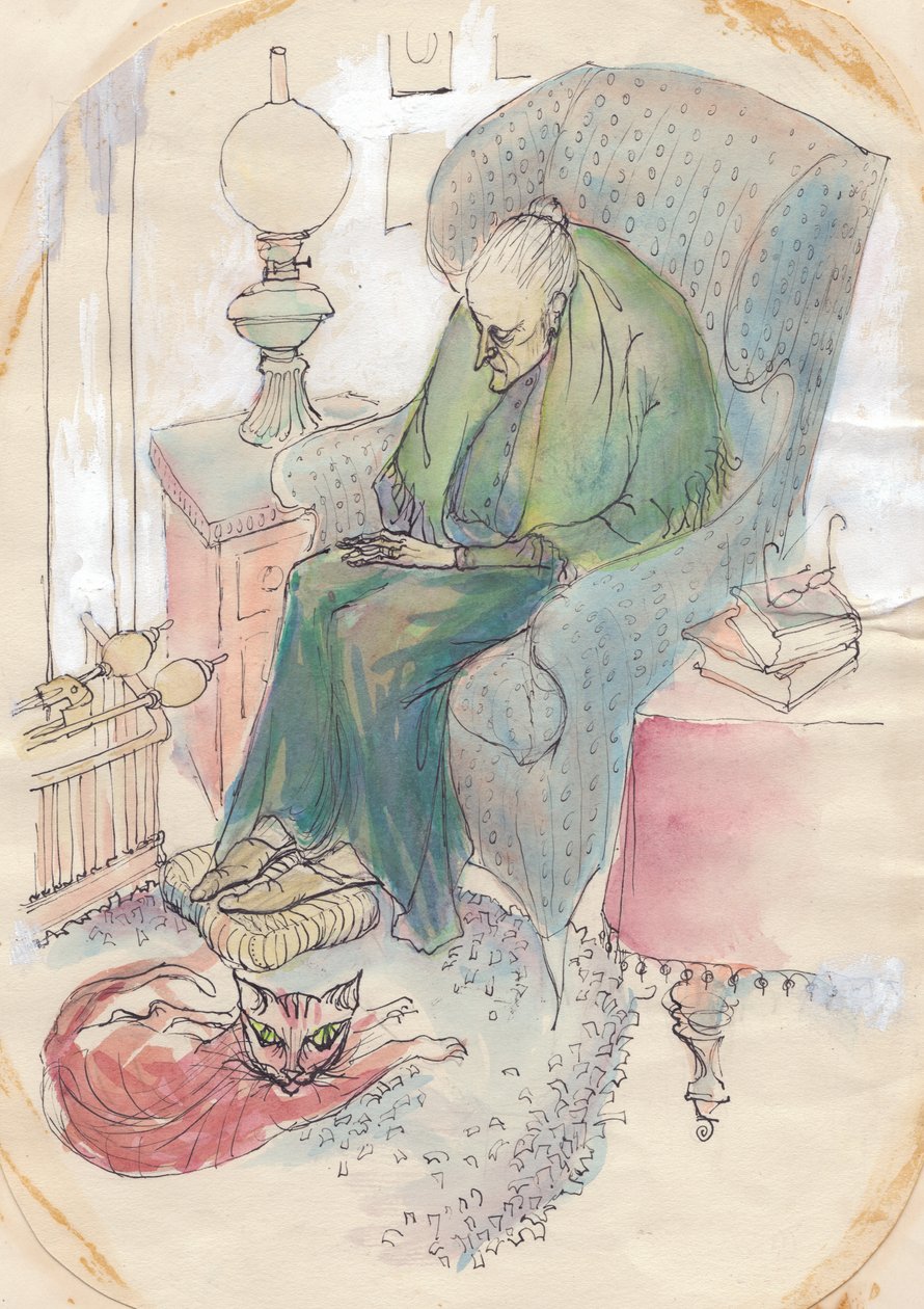 Vieille femme et chat, 1951 - Shirley Markham