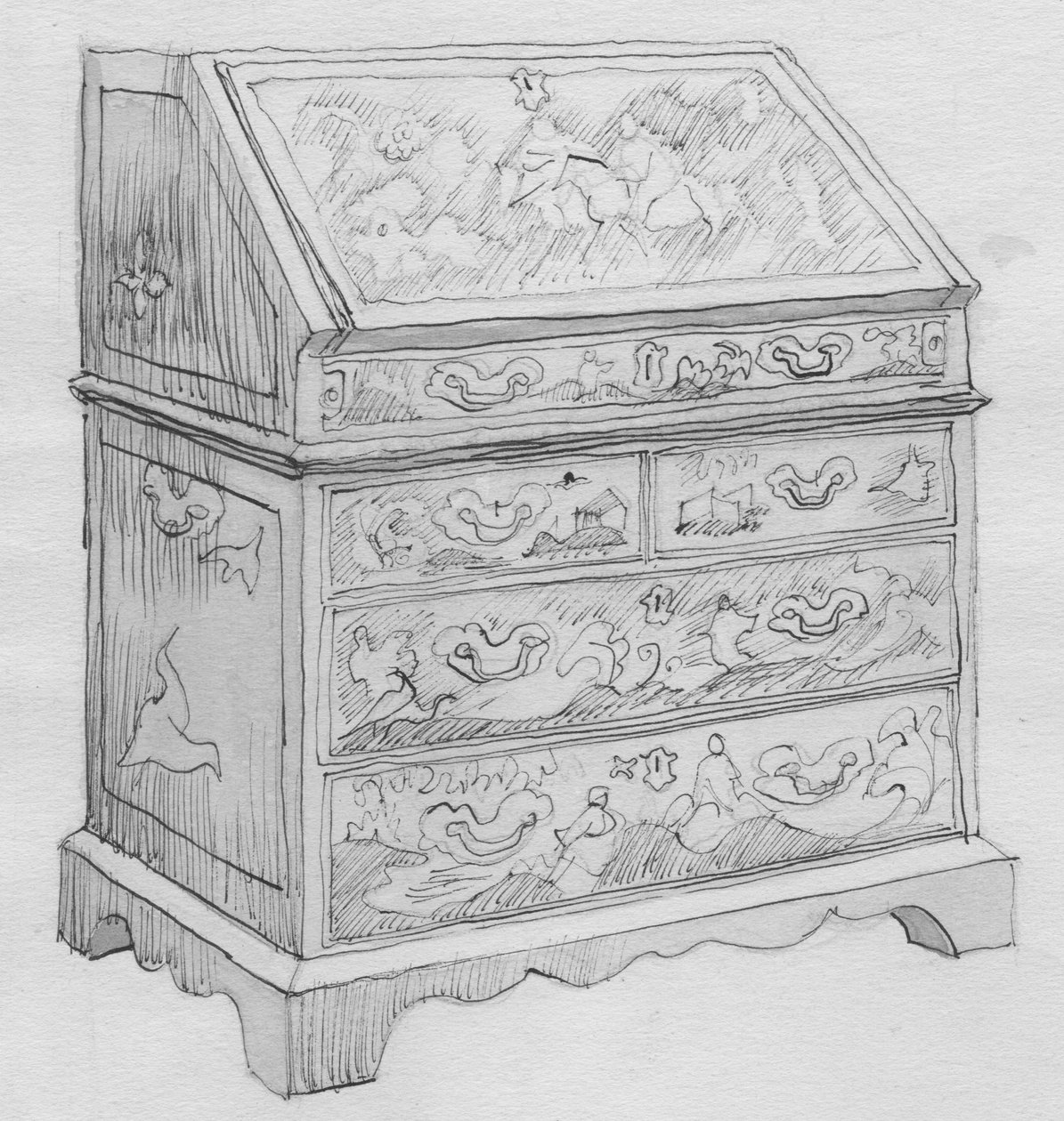 Cabinet en laque rouge, 1950 - Shirley Markham