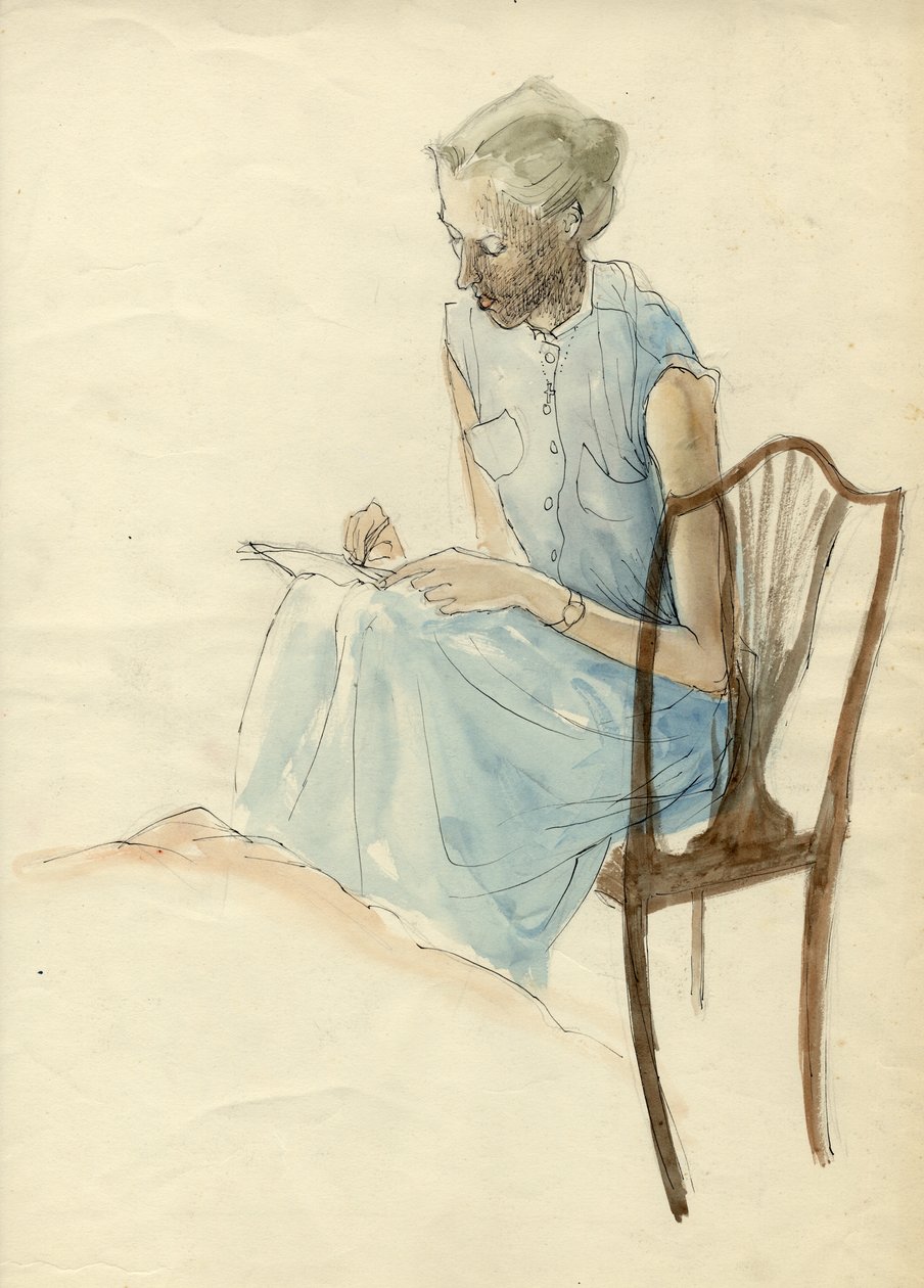 Femme assise écrivant - Shirley Markham