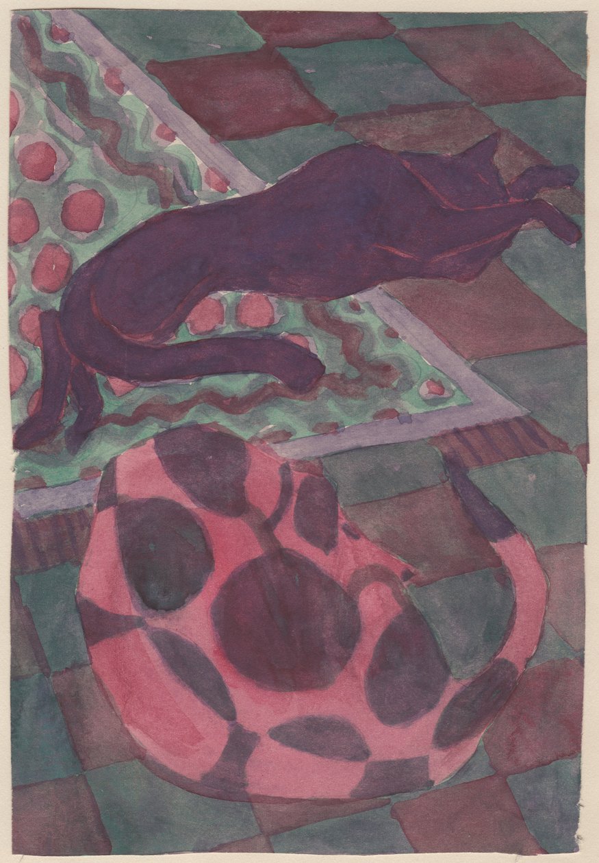 Chien et chat endormis, vers 1951 - Shirley Markham