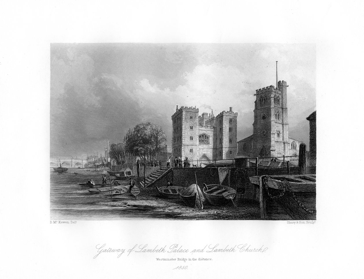 Palais de Lambeth et église, Lambeth, 1850 - Shury and Son