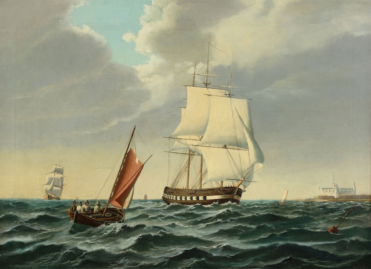 Navire de guerre sortant avec Kronborg à bâbord - Siegfried Hass