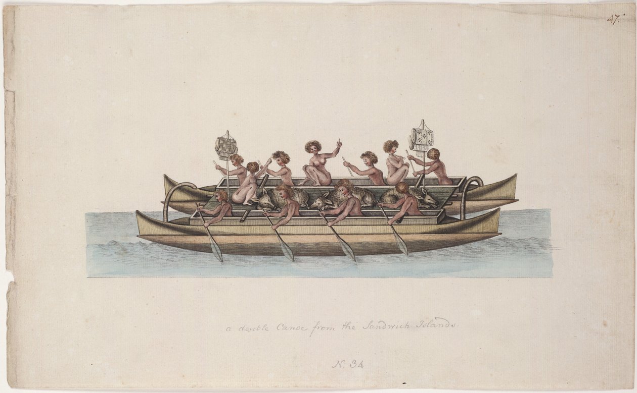 Double pirogue hawaïenne - Sigismund Bacstrom