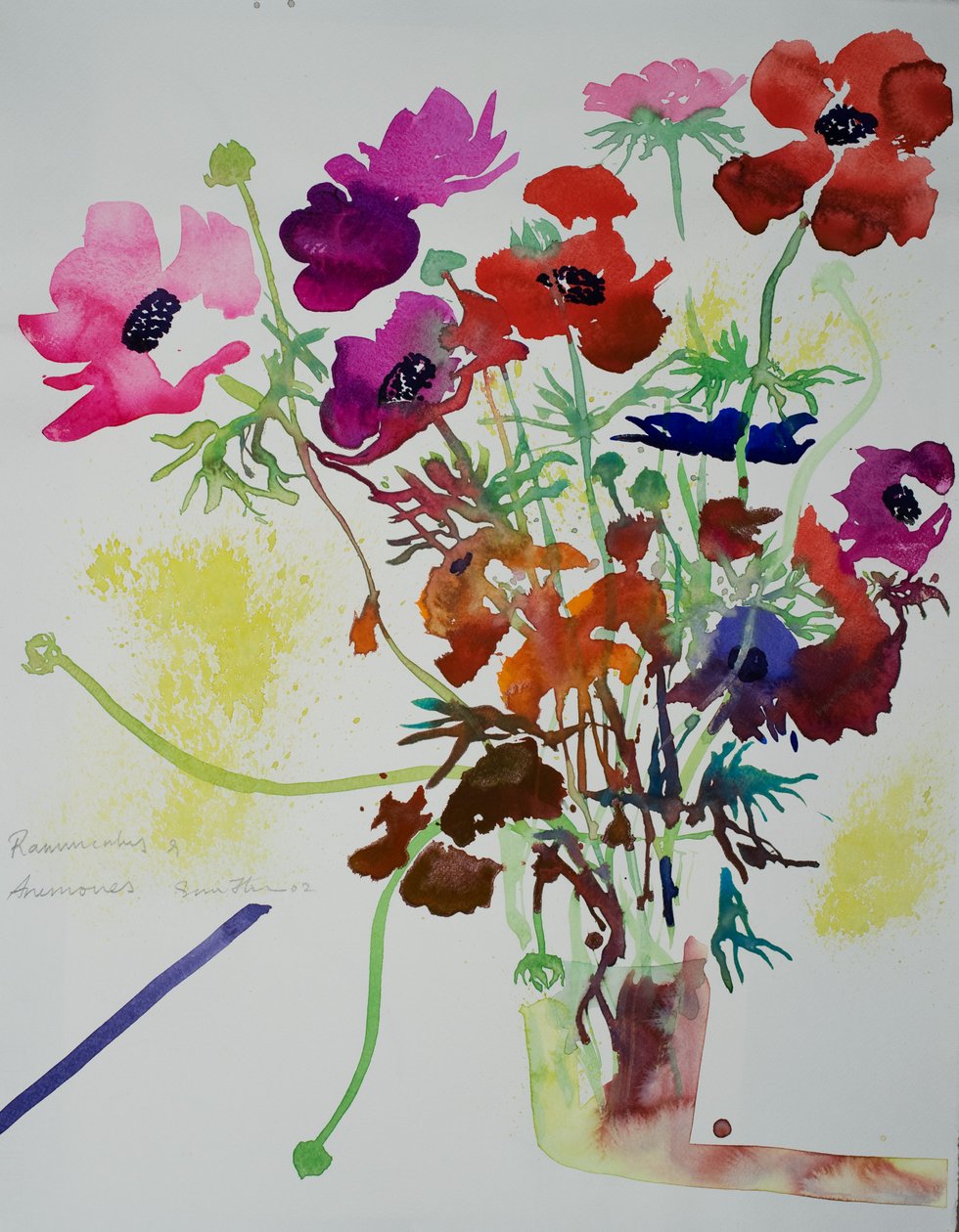 Renoncules et anémones, 2010 (aquarelle) - Simon Fletcher