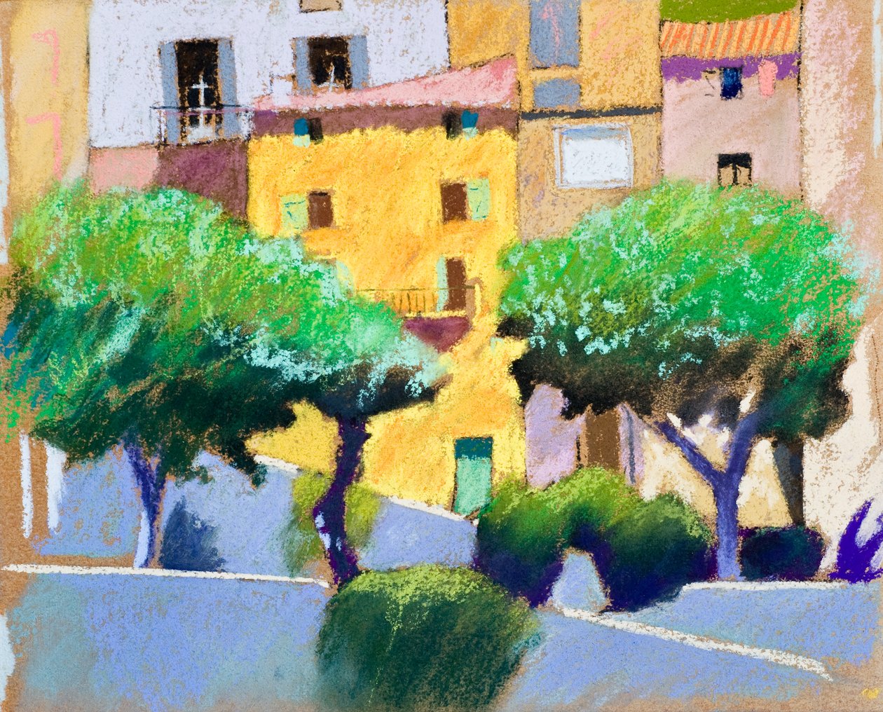 Roquebrun Facades (pastel on paper) - Simon Fletcher
