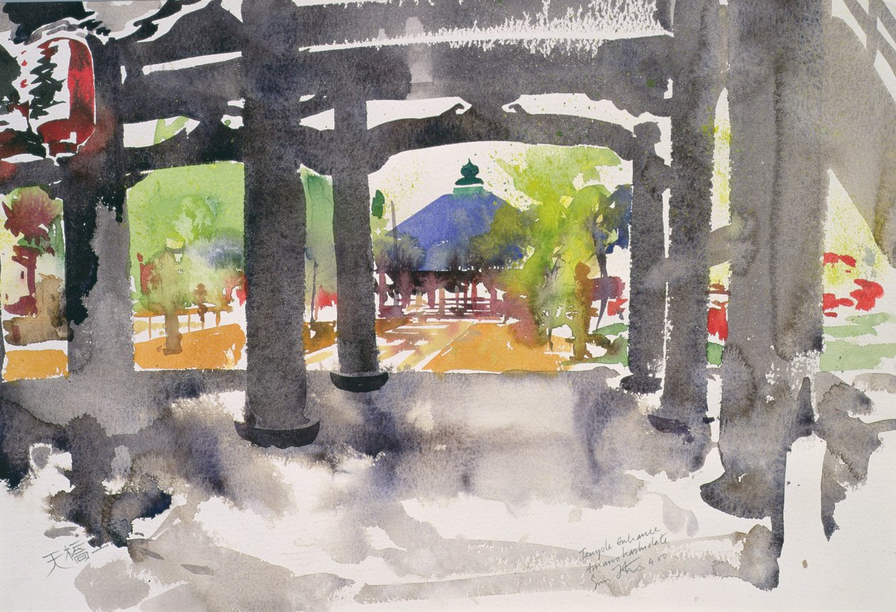 Entrée du temple, Amanohashidate (aquarelle sur papier) - Simon Fletcher