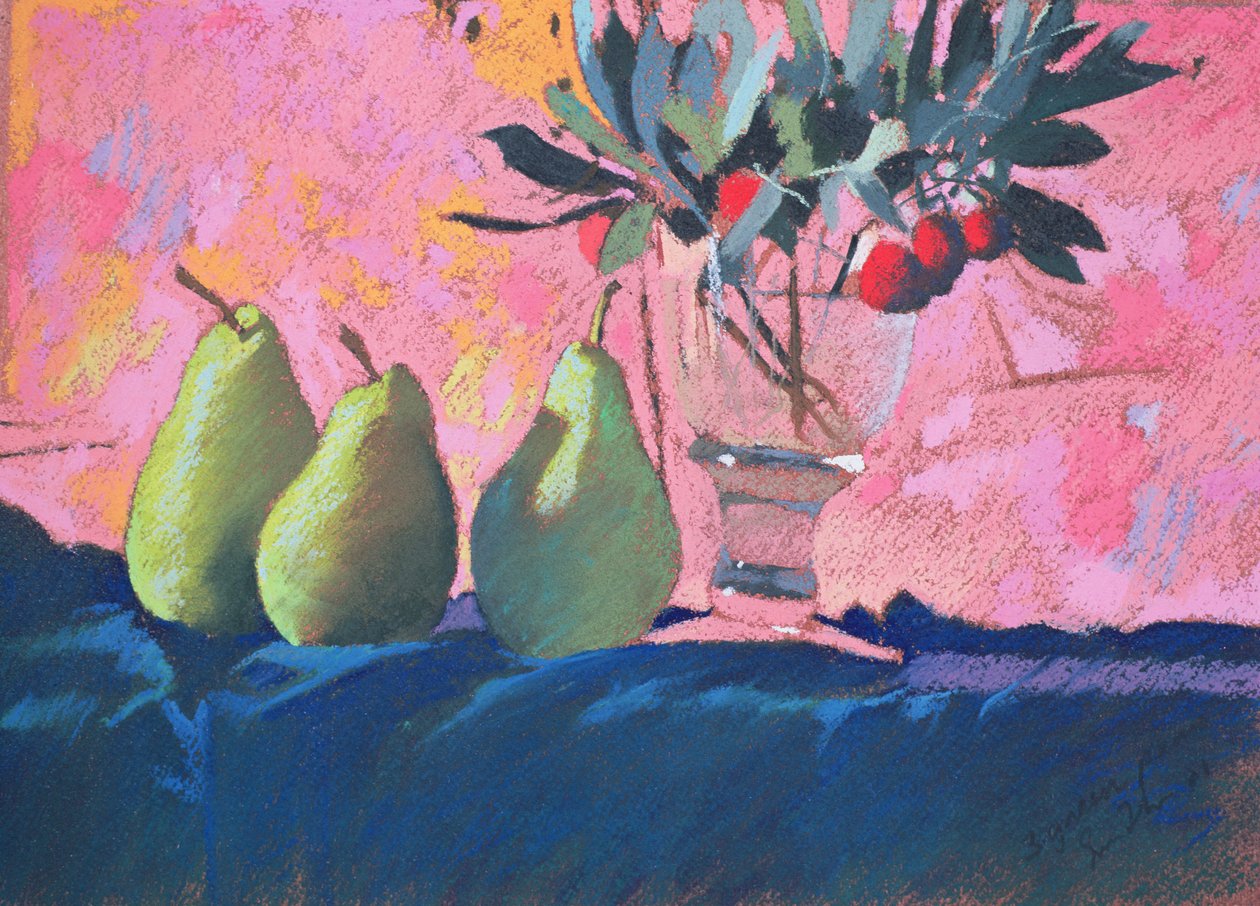 Trois poires vertes, 2004 (pastel) - Simon Fletcher