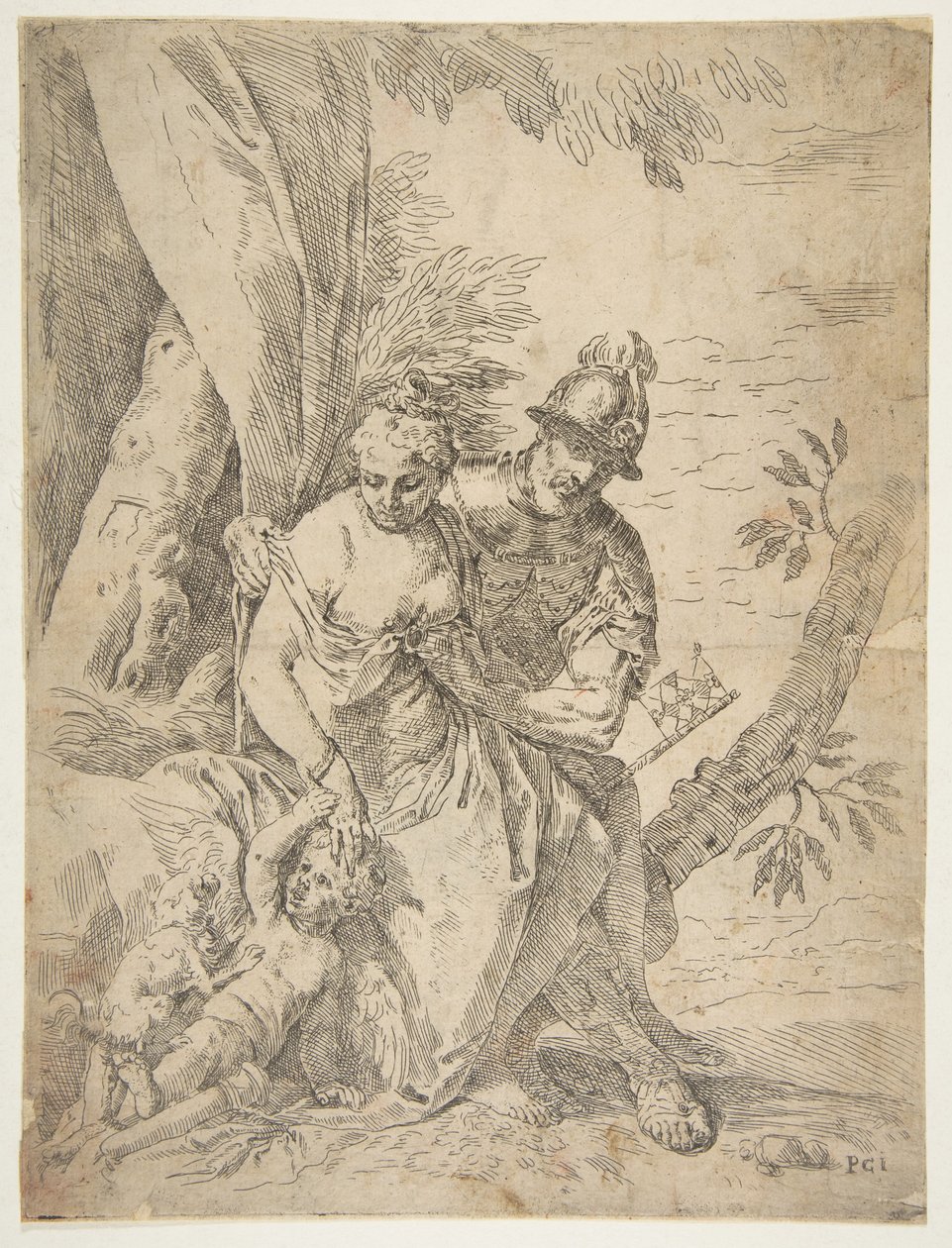 Mars, Vénus et Cupidon, vers 1637-1639 - Simone Cantarini