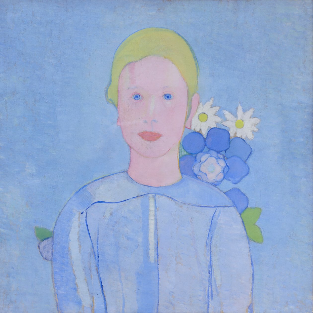 Fille avec des fleurs en papier - Siro Penagini